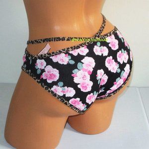 Victoria's Secret Cotton Strappy Bikini Panty Rose Floral Leopard Size M